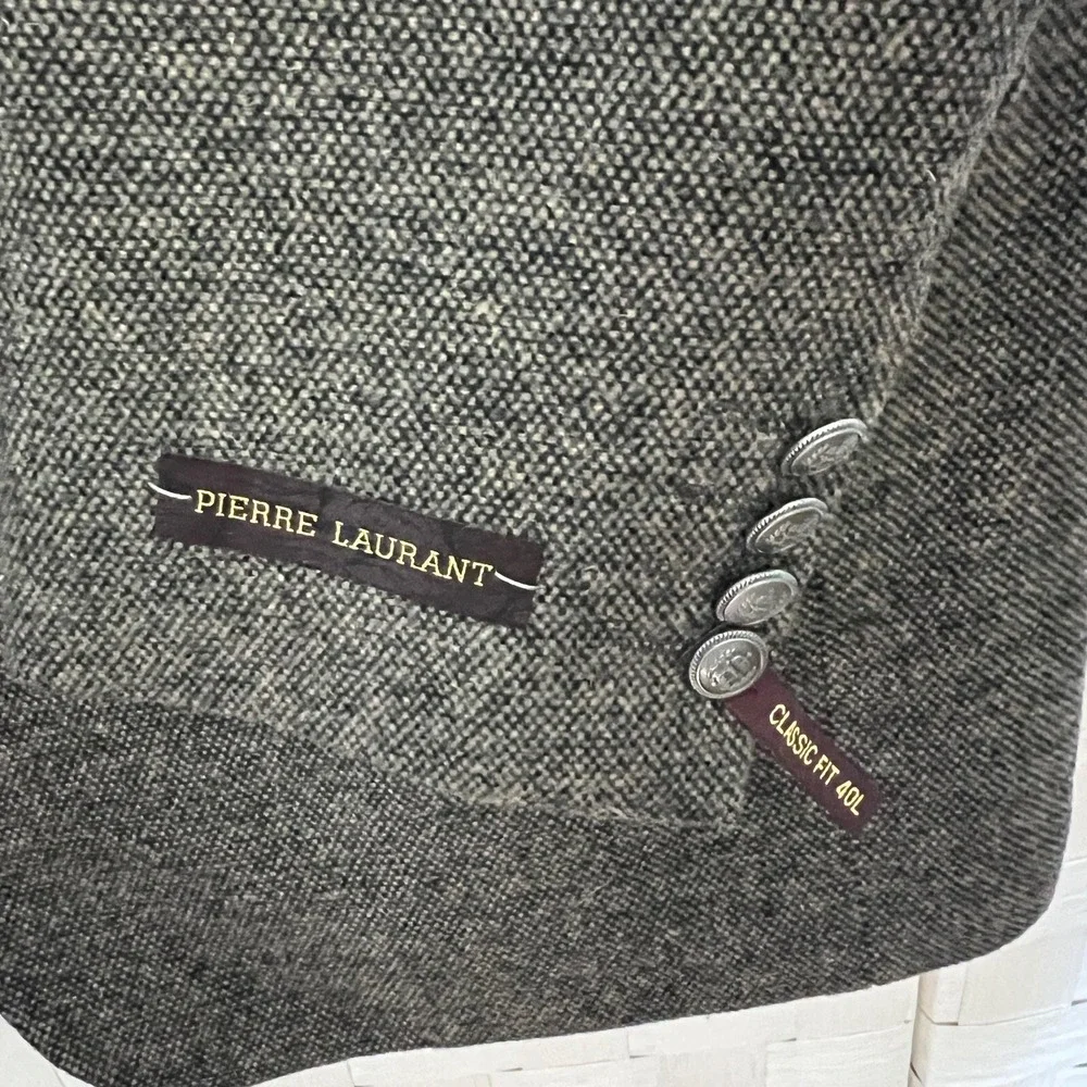 Pierre‎ Laurant Mens 40L Birdseye Sport Coat Blazer Nailhead Jacket Classic Wool